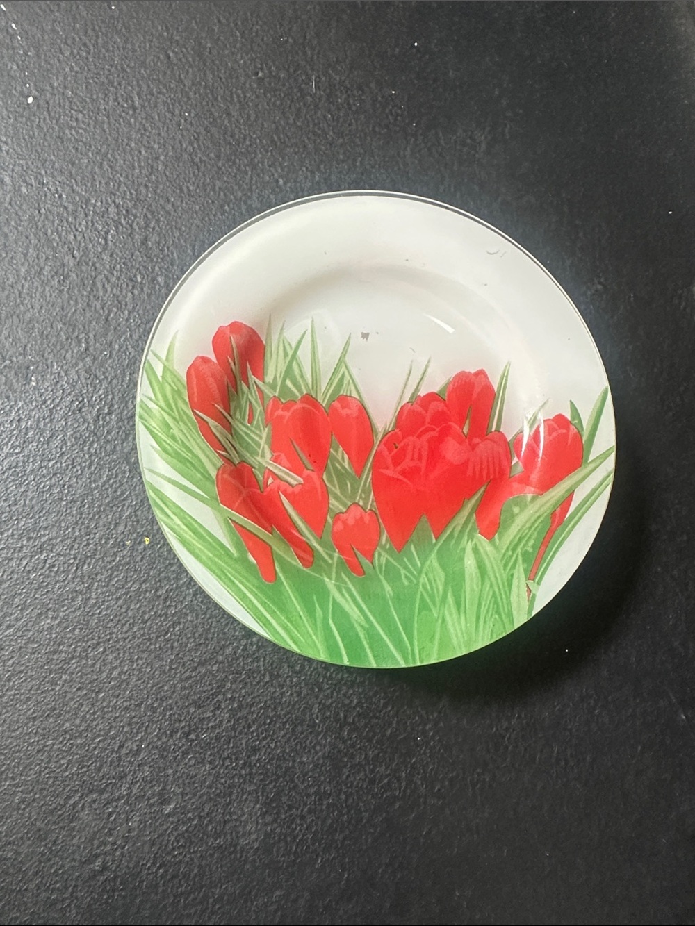 Set of Red Tulip High-Quality Glass Dessert / Appetizer Plates (6.5” diameter)